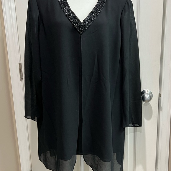 Vintage Julian Wilder black bead formal top size 20 - Picture 2 of 14